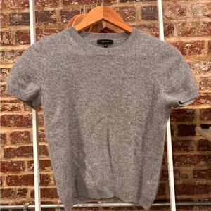 Quince Gray Women's Cashmere Crew Neck Short Sleeve Sweater